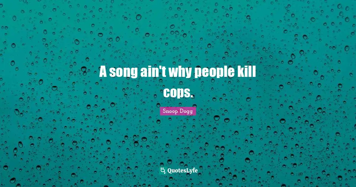 A song ain't why people kill cops.