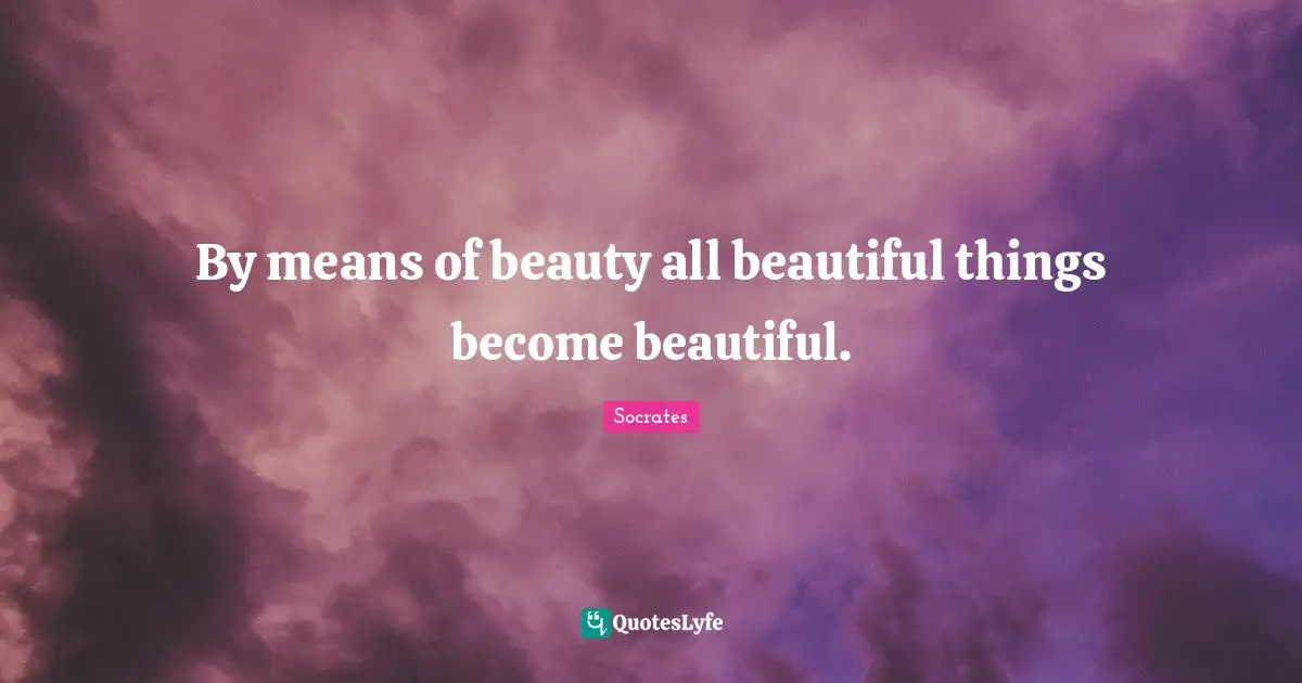 By means of beauty all beautiful things become beautiful.