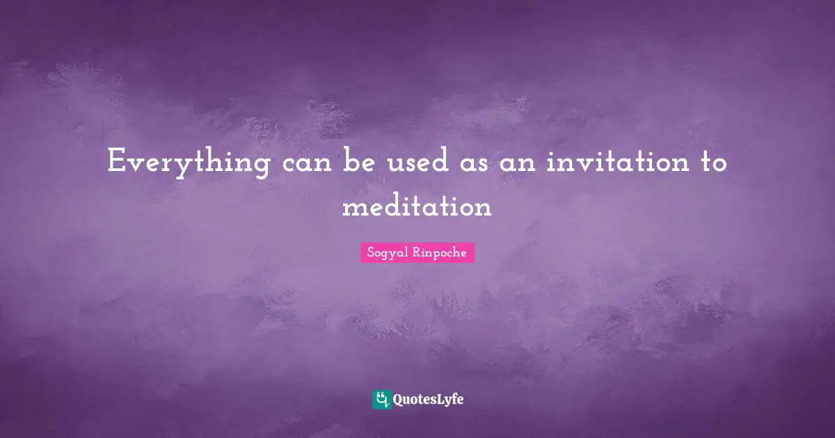 Sogyal Rinpoche Quotes: "Everything can be used as an invitation to meditation"