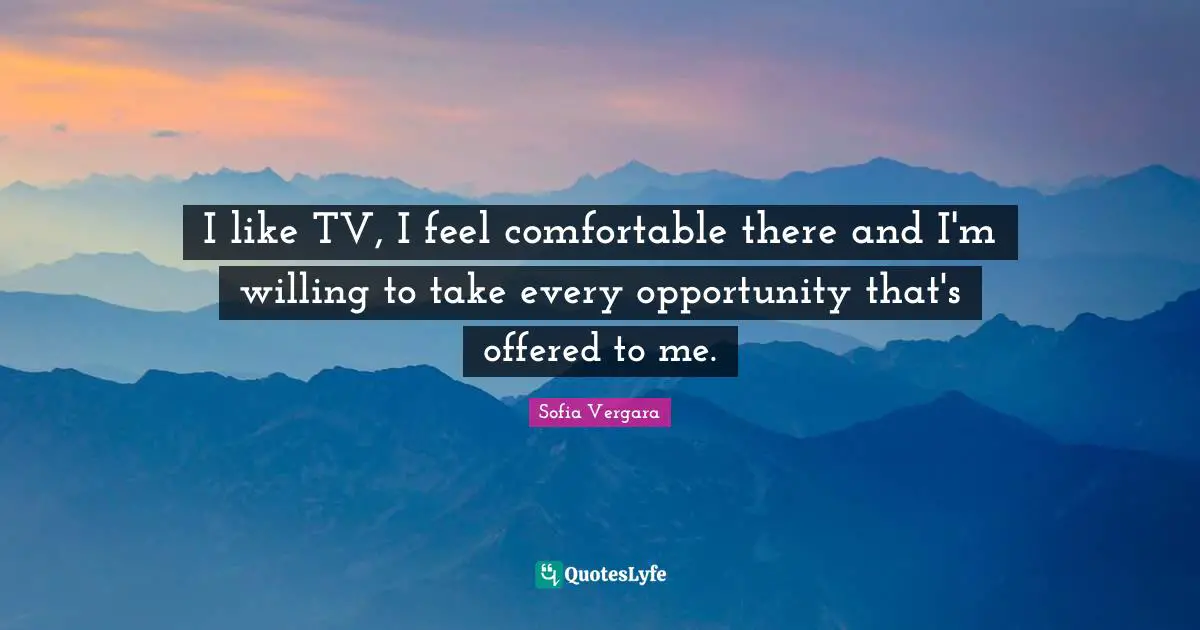 Sofia Vergara Quotes: "I like TV, I feel comfortable there and I'm willing to take every opportunity that's offered to me."