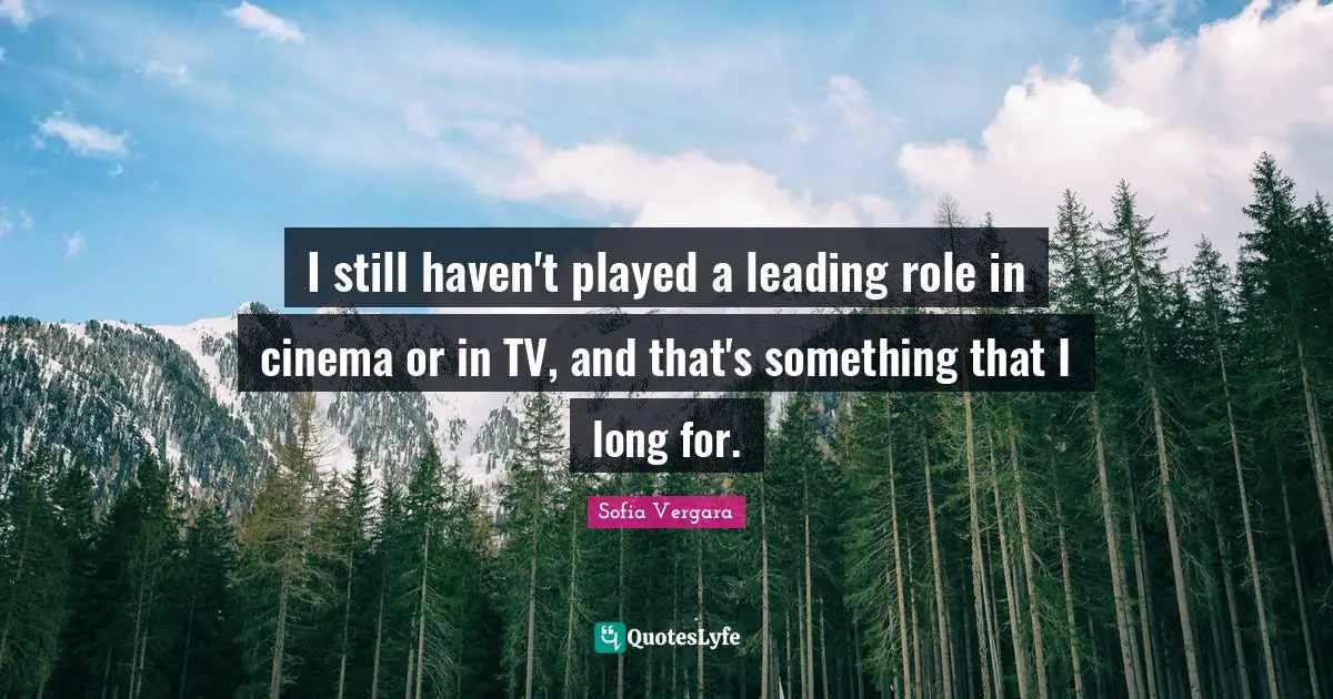 I still haven't played a leading role in cinema or in TV, and that's something that I long for.