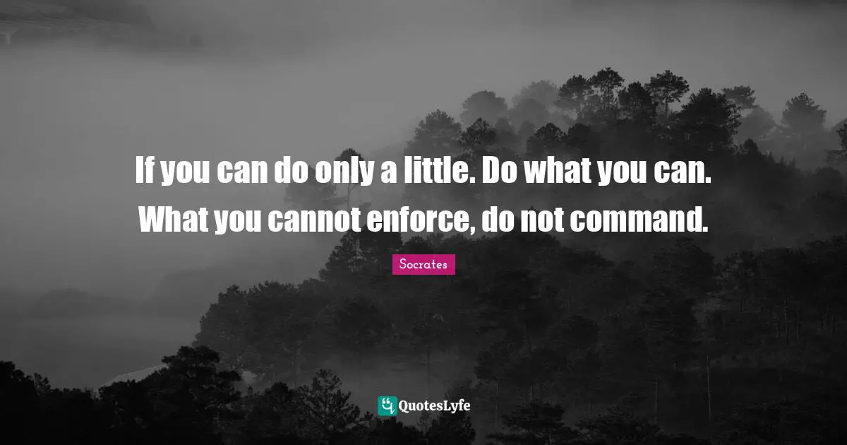 If you can do only a little. Do what you can. What you cannot enforce, do not command.
