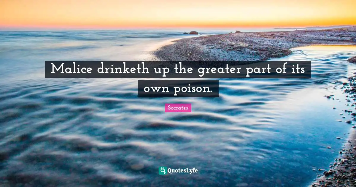 Malice drinketh up the greater part of its own poison.
