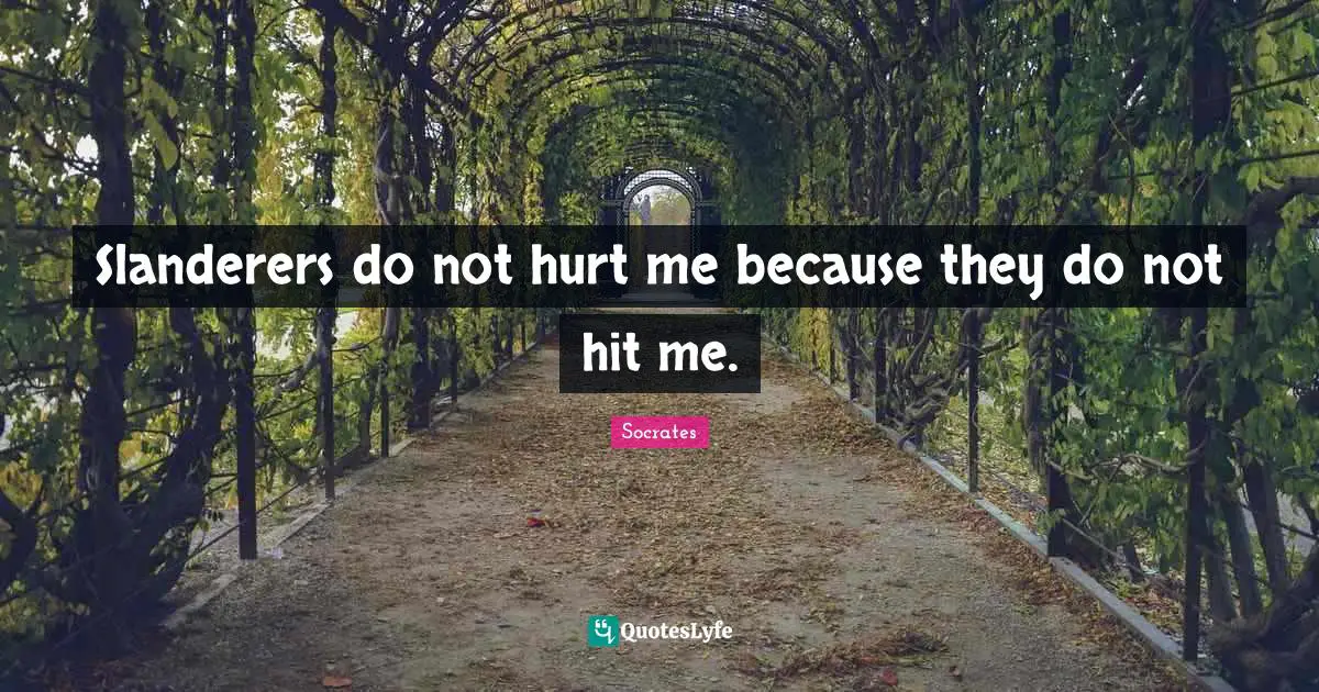 Hurt Me Quotes: "Slanderers do not hurt me because they do not hit me."
