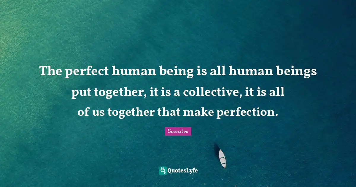 The perfect human being is all human beings put together, it is a collective, it is all of us together that make perfection.
