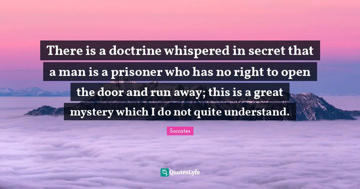 There is a doctrine whispered in secret that a man is a prisoner who has no right to open the door and run away; this is a great mystery which I do not quite understand.
