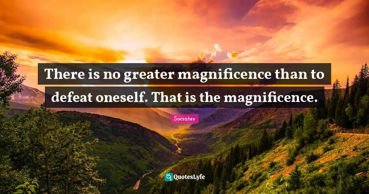 There is no greater magnificence than to defeat oneself. That is the magnificence.