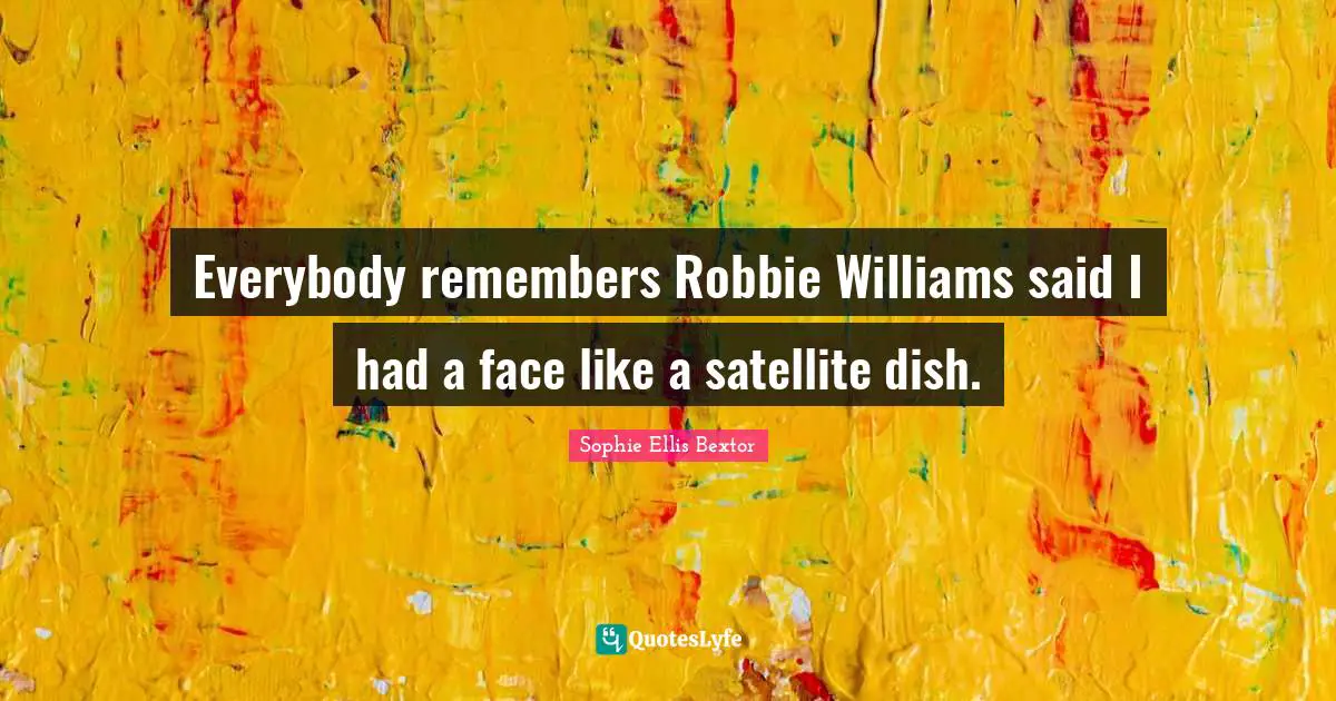 Everybody remembers Robbie Williams said I had a face like a satellite dish.
