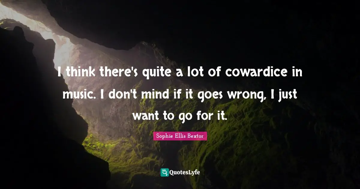 I think there's quite a lot of cowardice in music. I don't mind if it goes wrong, I just want to go for it.