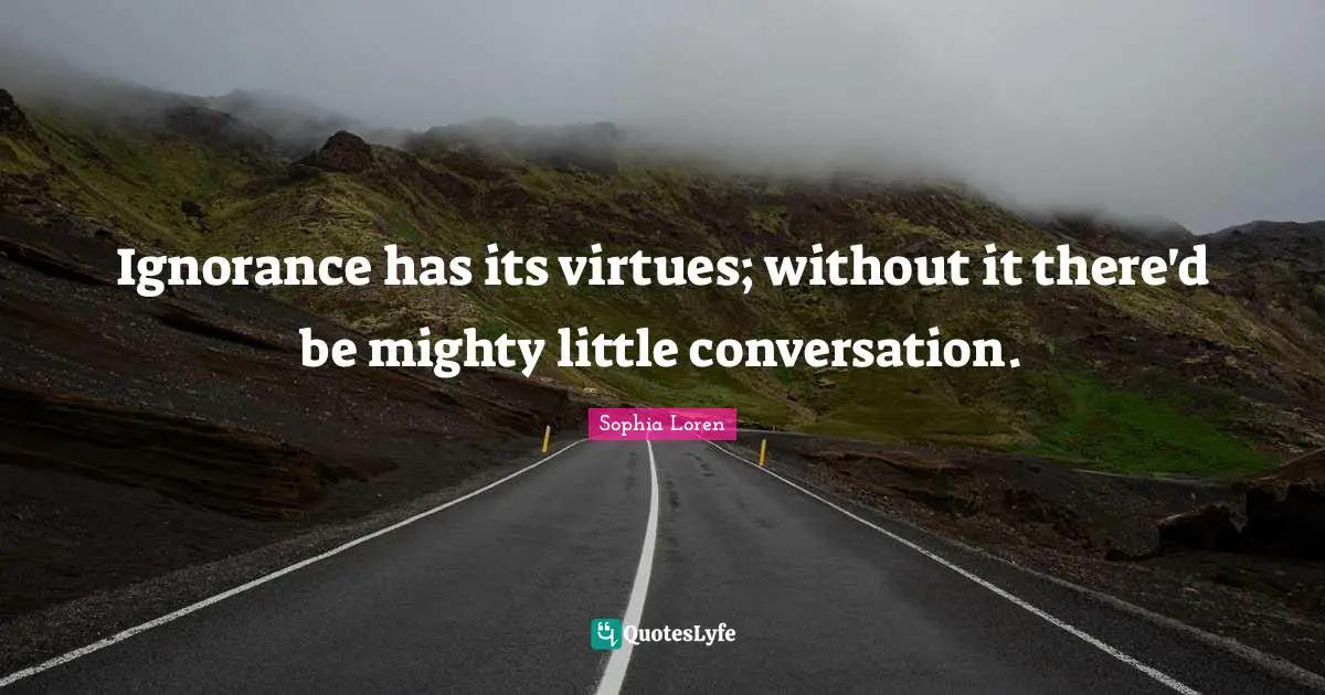 Ignorance has its virtues; without it there'd be mighty little conversation.