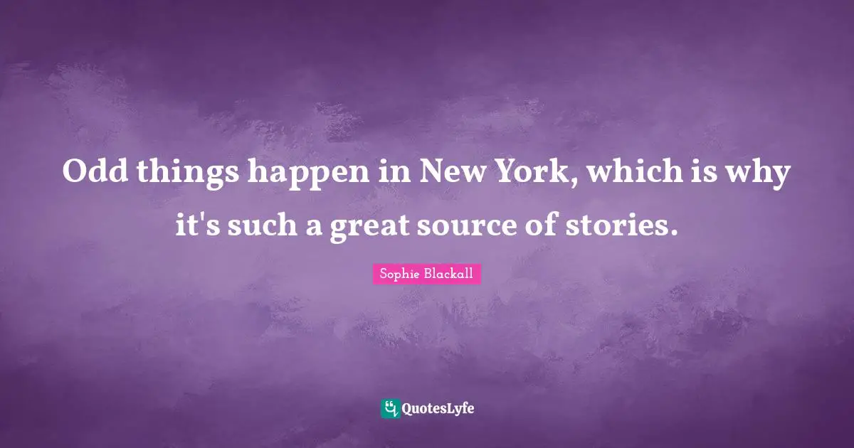 Odd things happen in New York, which is why it's such a great source of stories.