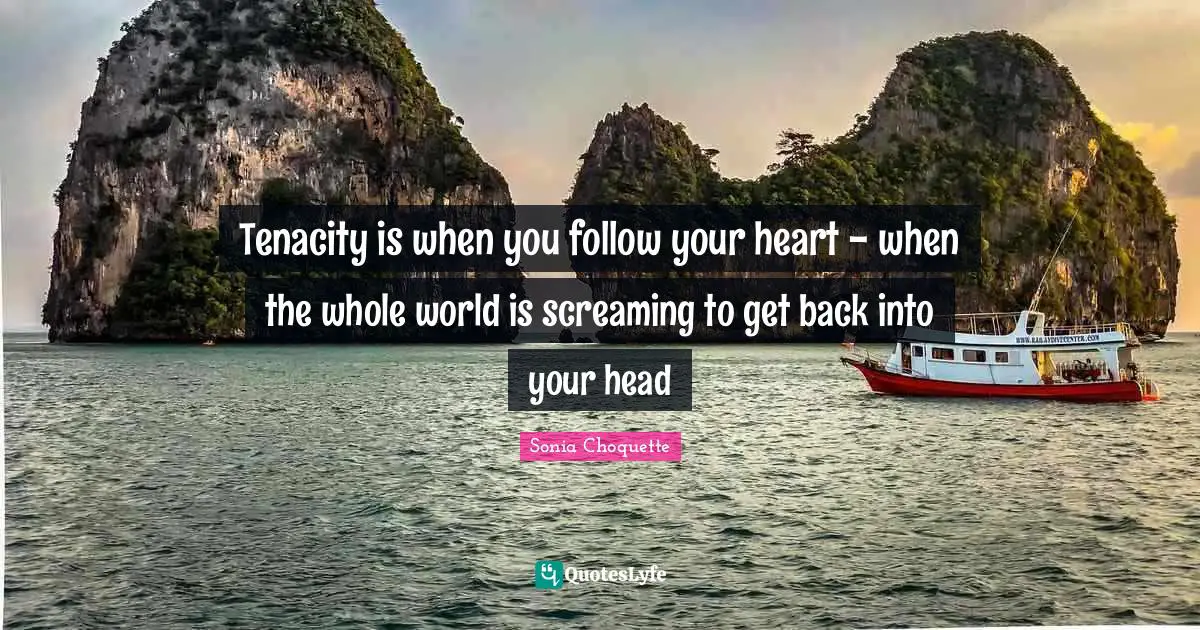 Tenacity is when you follow your heart - when the whole world is screaming to get back into your head