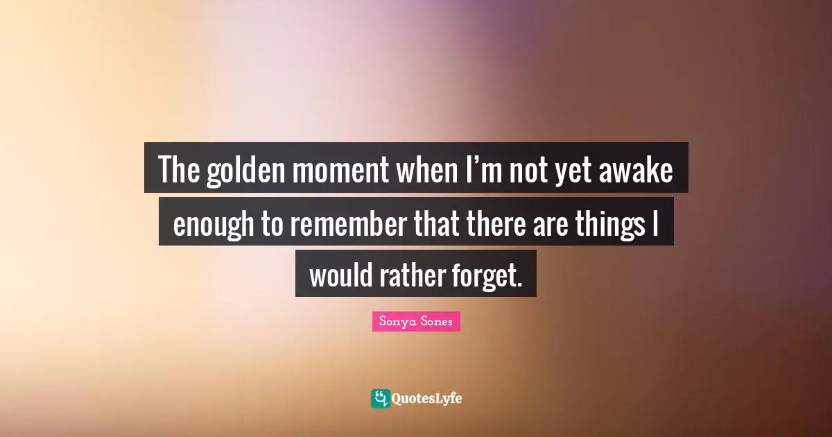 The golden moment when I’m not yet awake enough to remember that there are things I would rather forget.