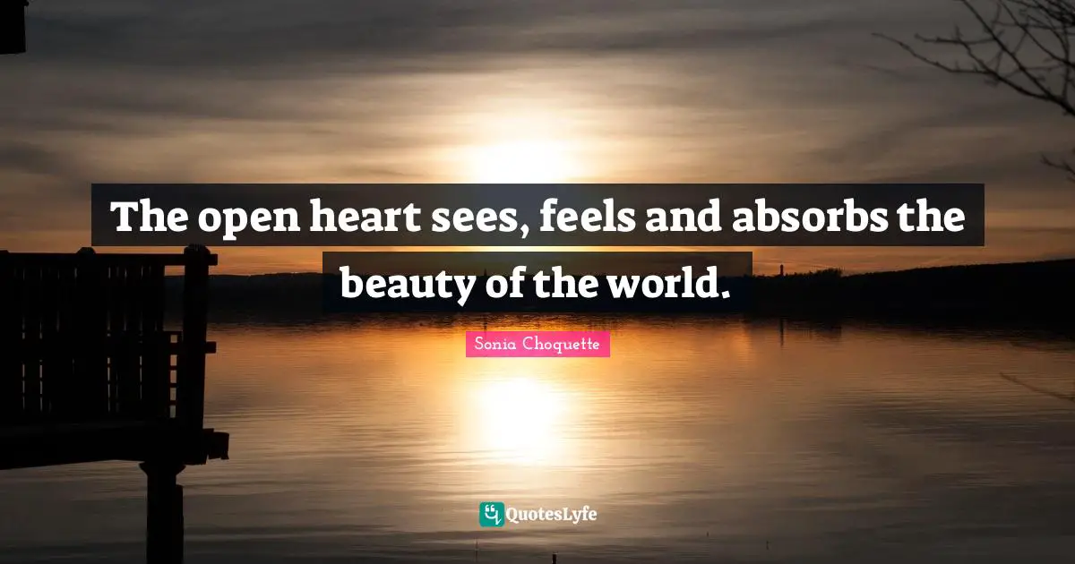 The open heart sees, feels and absorbs the beauty of the world.