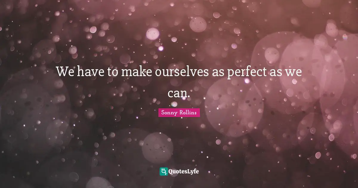 We have to make ourselves as perfect as we can.