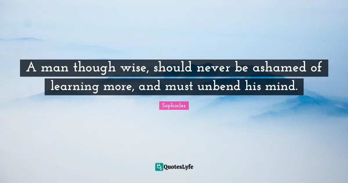 A man though wise, should never be ashamed of learning more, and must unbend his mind.