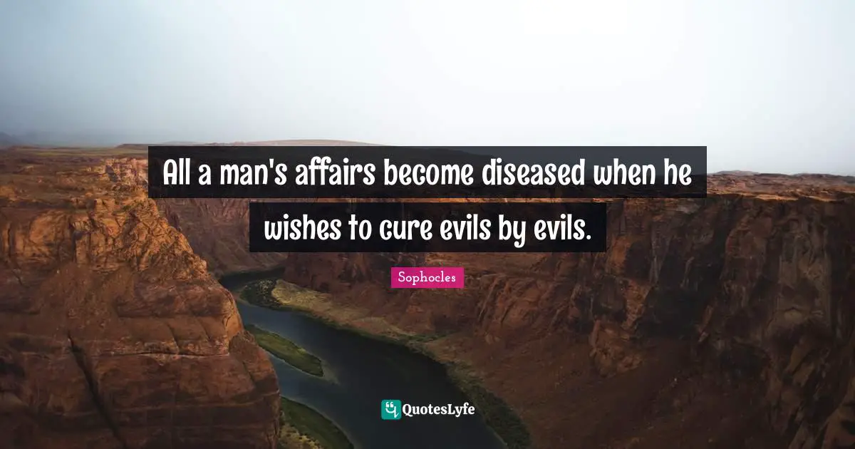 All a man's affairs become diseased when he wishes to cure evils by evils.