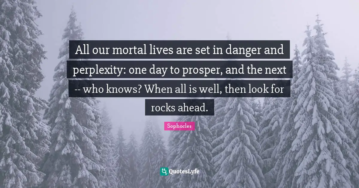Perplexity Quotes: "All our mortal lives are set in danger and perplexity: one day to prosper, and the next -- who knows? When all is well, then look for rocks ahead."