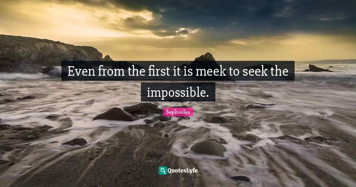 Even from the first it is meek to seek the impossible.