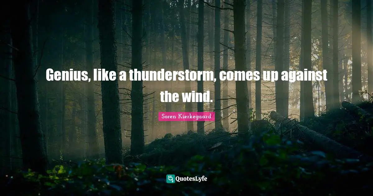 Genius, like a thunderstorm, comes up against the wind.