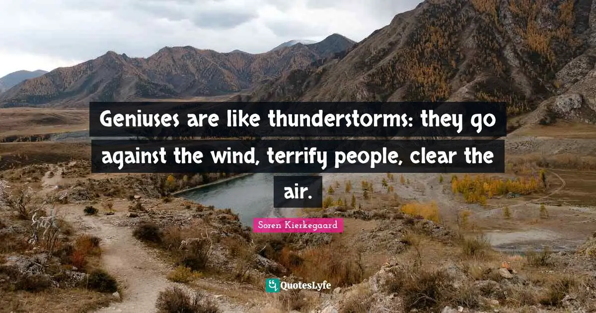 Geniuses are like thunderstorms: they go against the wind, terrify people, clear the air.