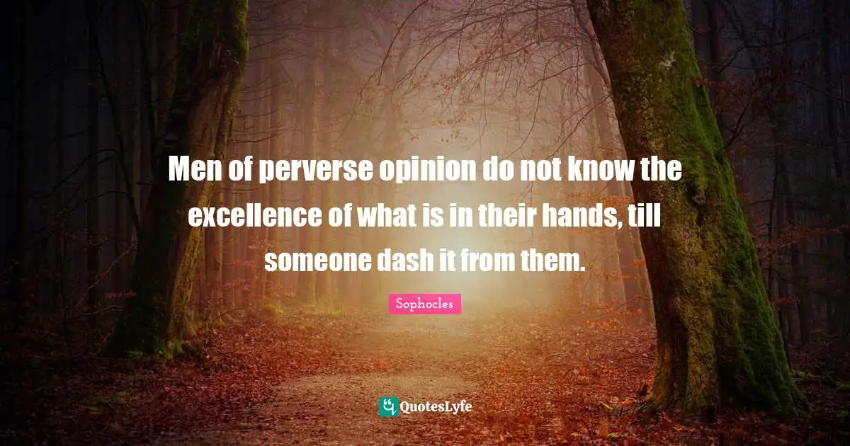 Men of perverse opinion do not know the excellence of what is in their hands, till someone dash it from them.