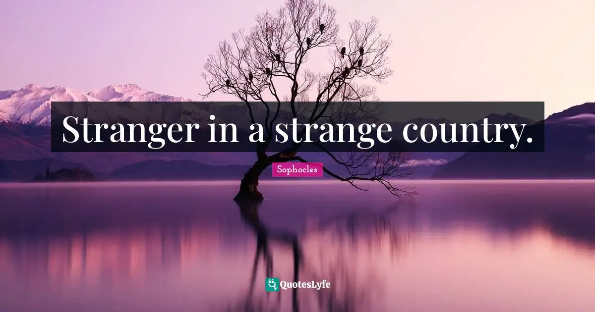 Stranger in a strange country.