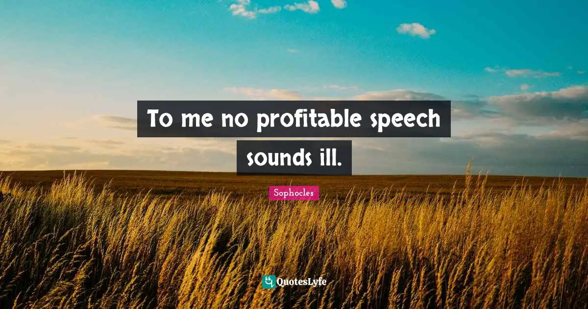 To me no profitable speech sounds ill.