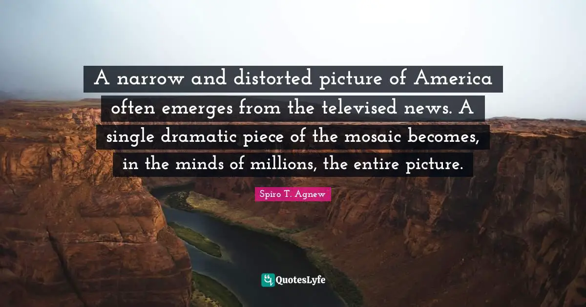 Dramatic Quotes: "A narrow and distorted picture of America often emerges from the televised news. A single dramatic piece of the mosaic becomes, in the minds of millions, the entire picture."
