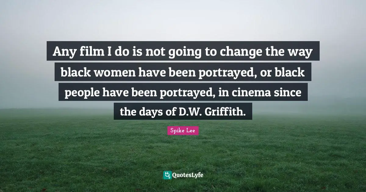 Any film I do is not going to change the way black women have been portrayed, or black people have been portrayed, in cinema since the days of D.W. Griffith.