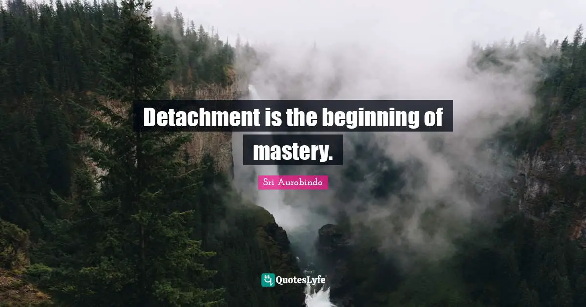 Detachment is the beginning of mastery.