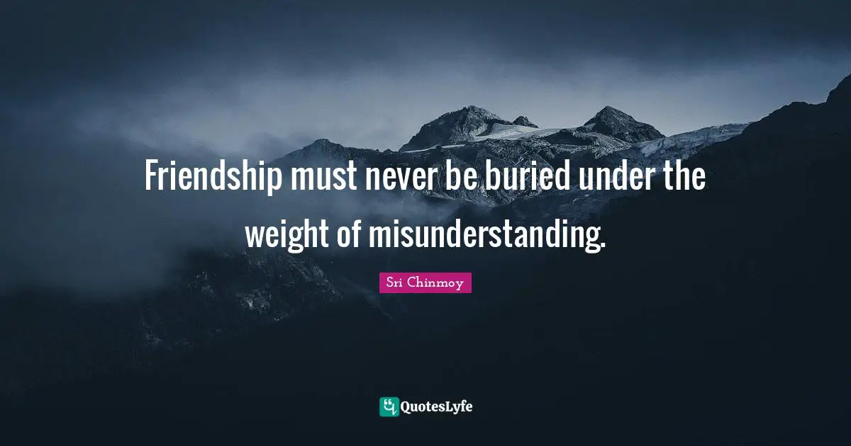 Misunderstanding Quotes: "Friendship must never be buried under the weight of misunderstanding."