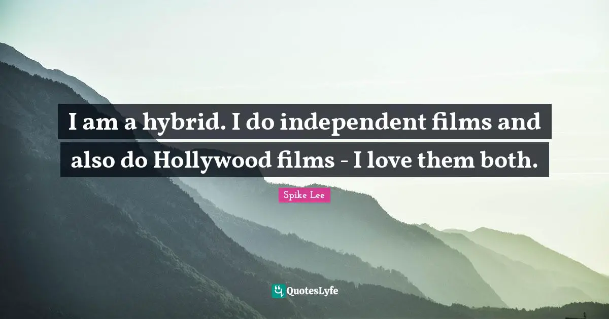 I am a hybrid. I do independent films and also do Hollywood films - I love them both.