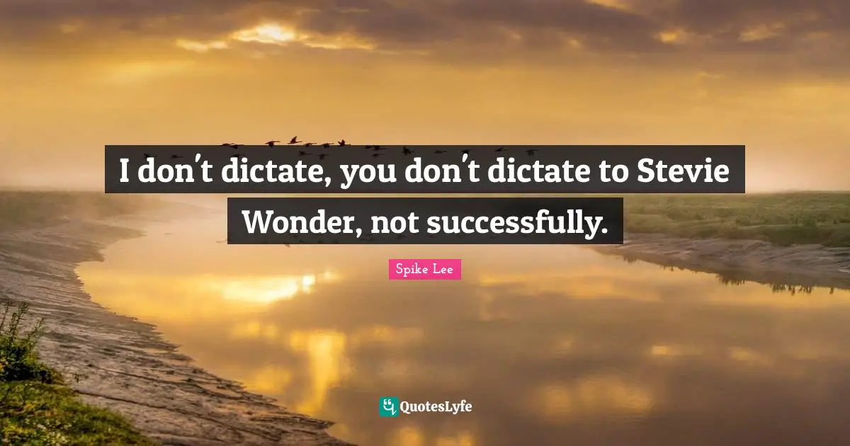 I don't dictate, you don't dictate to Stevie Wonder, not successfully.