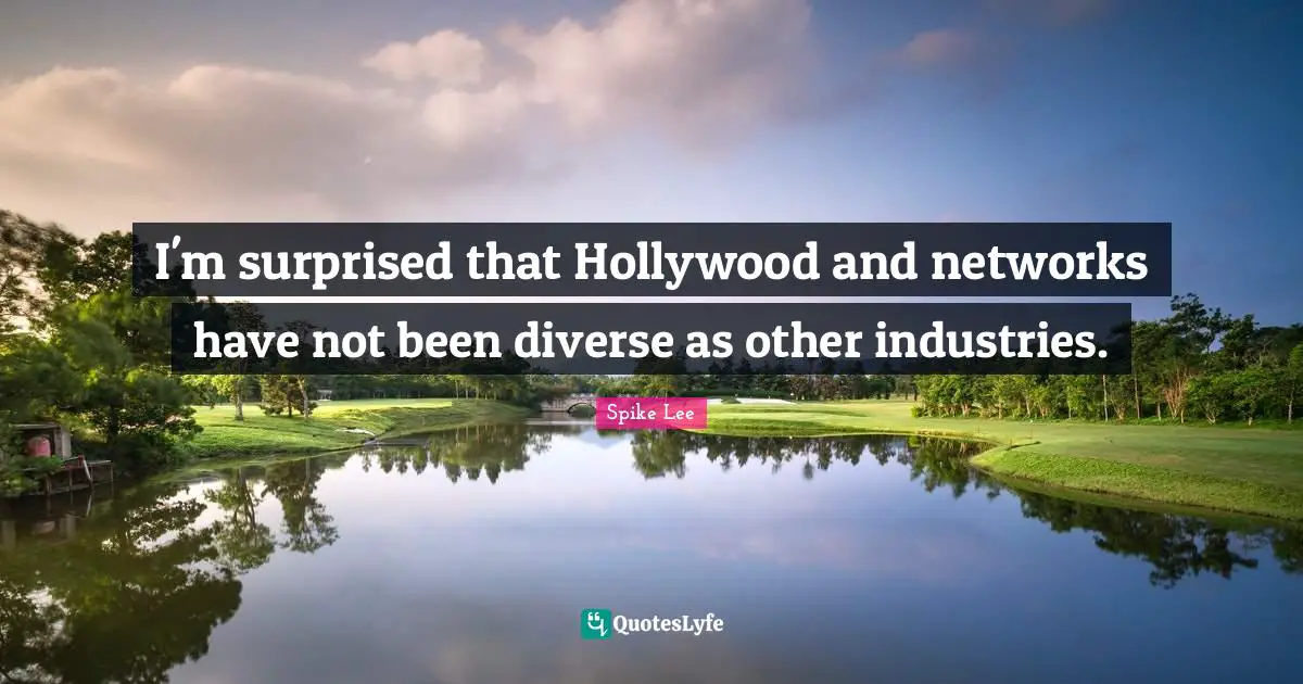 I'm surprised that Hollywood and networks have not been diverse as other industries.