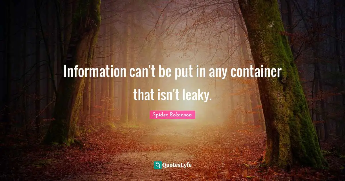 Information can't be put in any container that isn't leaky.