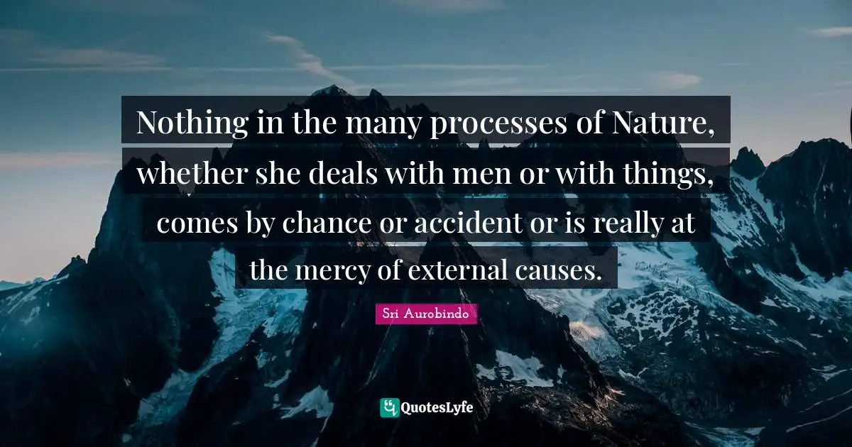 Nothing in the many processes of Nature, whether she deals with men or with things, comes by chance or accident or is really at the mercy of external causes.