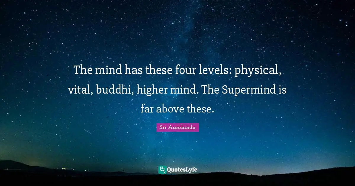 The mind has these four levels: physical, vital, buddhi, higher mind. The Supermind is far above these.