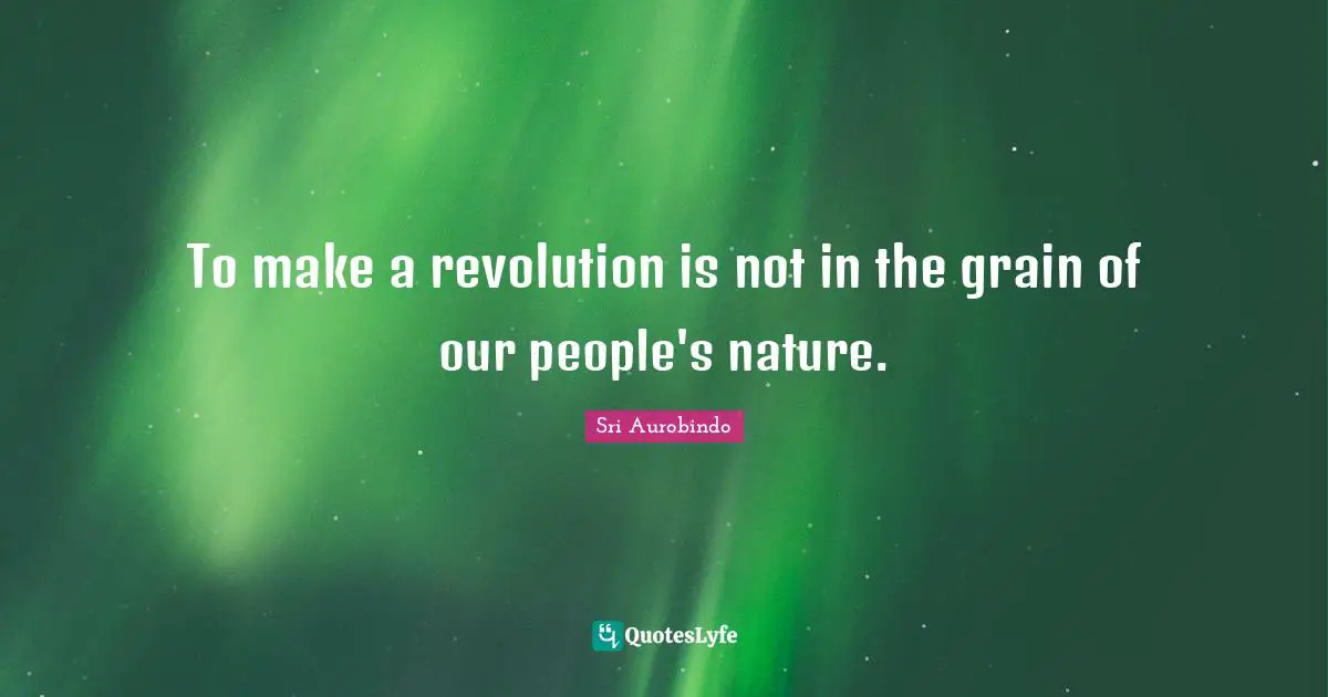 To make a revolution is not in the grain of our people's nature.
