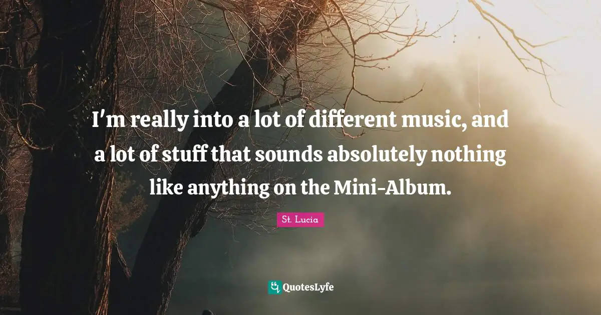St. Lucia Quotes: "I'm really into a lot of different music, and a lot of stuff that sounds absolutely nothing like anything on the Mini-Album."