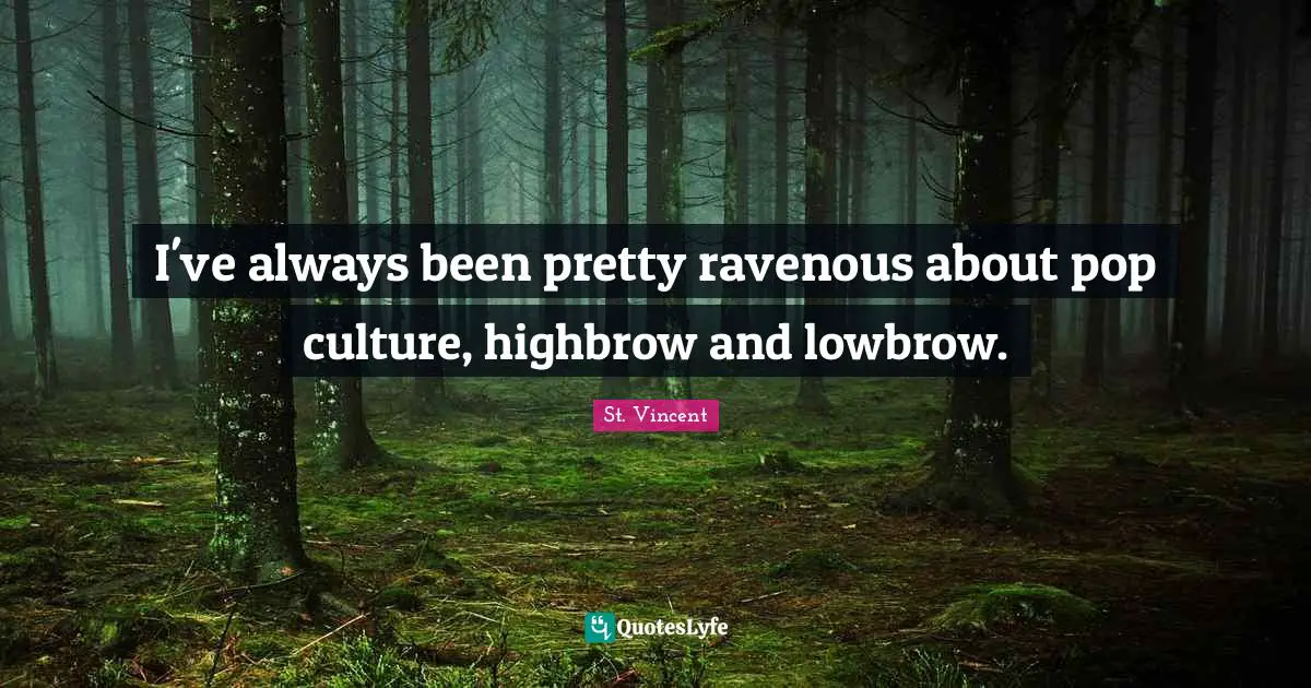 I've always been pretty ravenous about pop culture, highbrow and lowbrow.