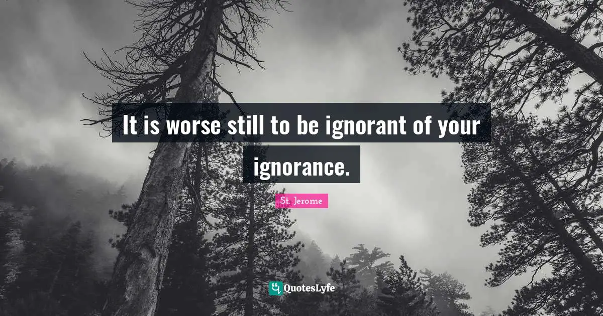 St. Jerome Quotes: "It is worse still to be ignorant of your ignorance."