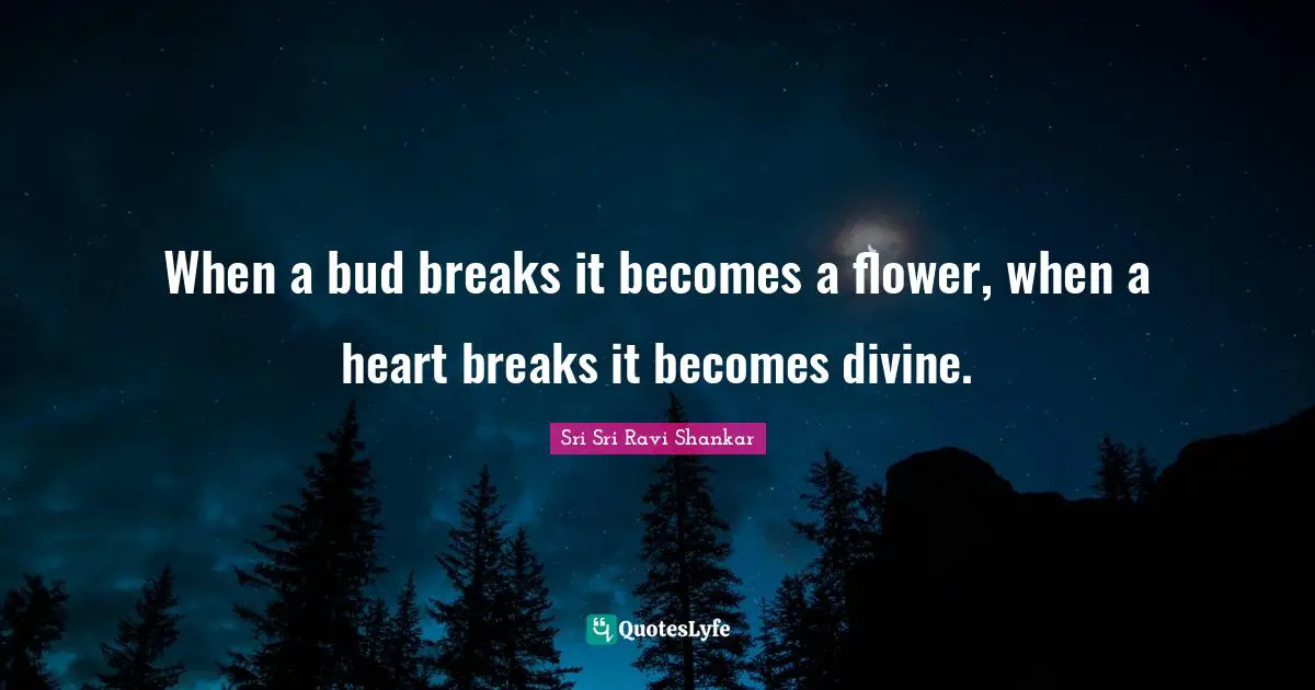 When a bud breaks it becomes a flower, when a heart breaks it becomes divine.