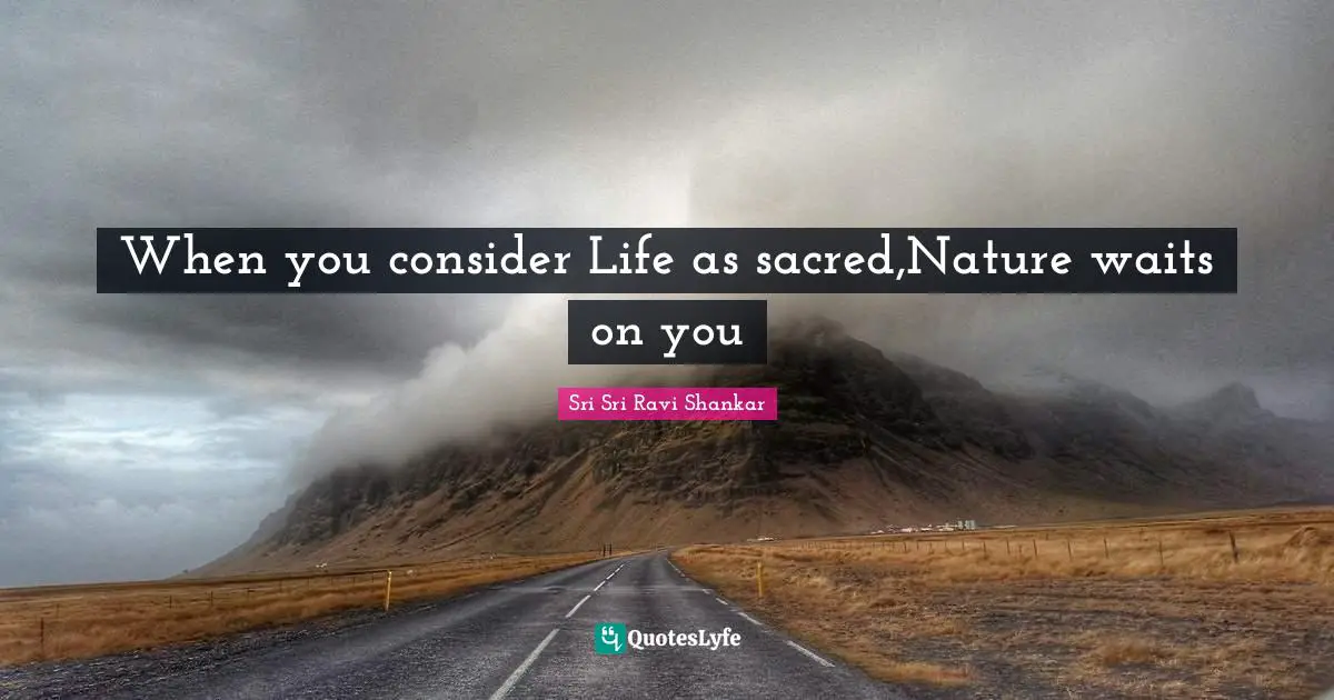When you consider Life as sacred,Nature waits on you