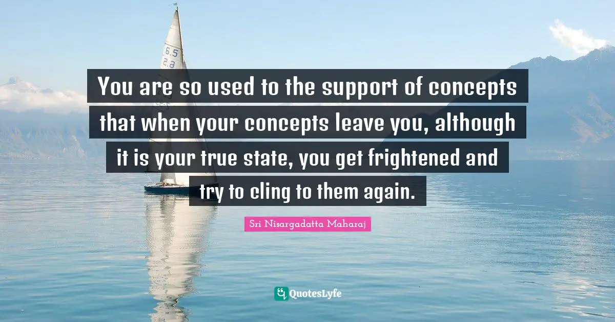 You are so used to the support of concepts that when your concepts leave you, although it is your true state, you get frightened and try to cling to them again.