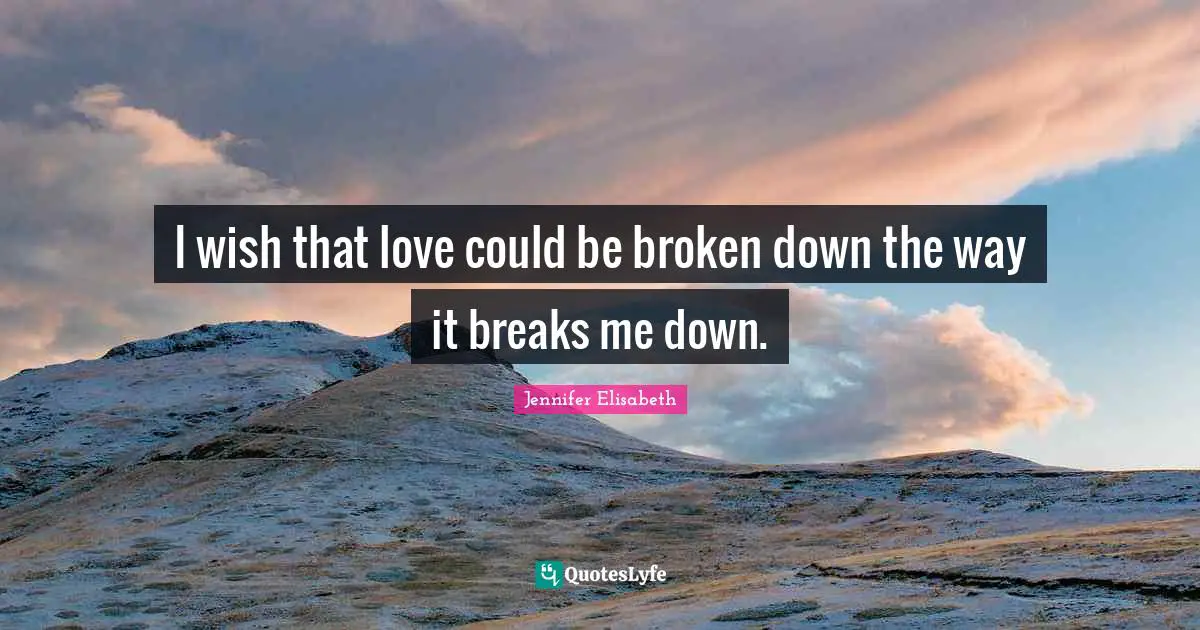 I wish that love could be broken down the way it breaks me down.