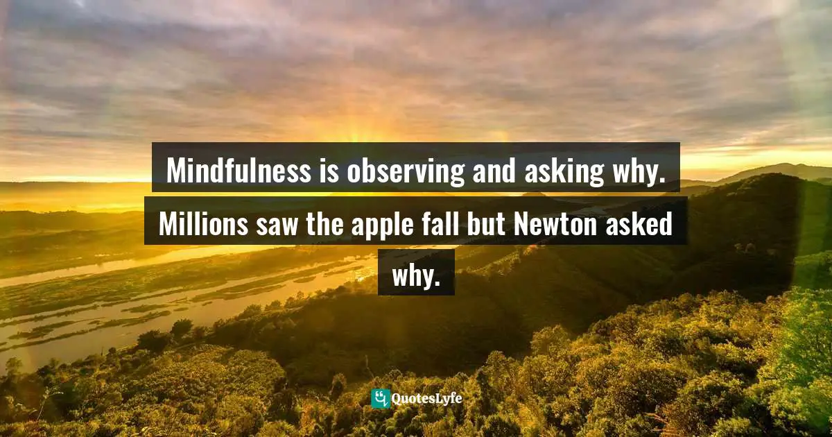 Mindfulness is observing and asking why. Millions saw the apple fall but Newton asked why.