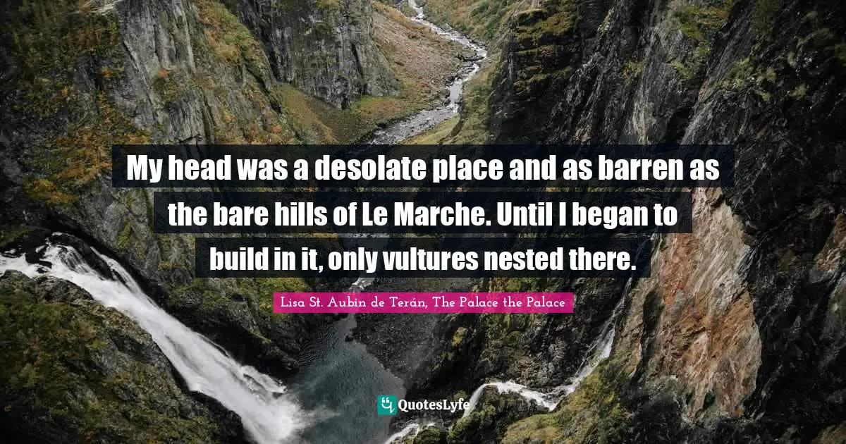 My head was a desolate place and as barren as the bare hills of Le Marche. Until I began to build in it, only vultures nested there.