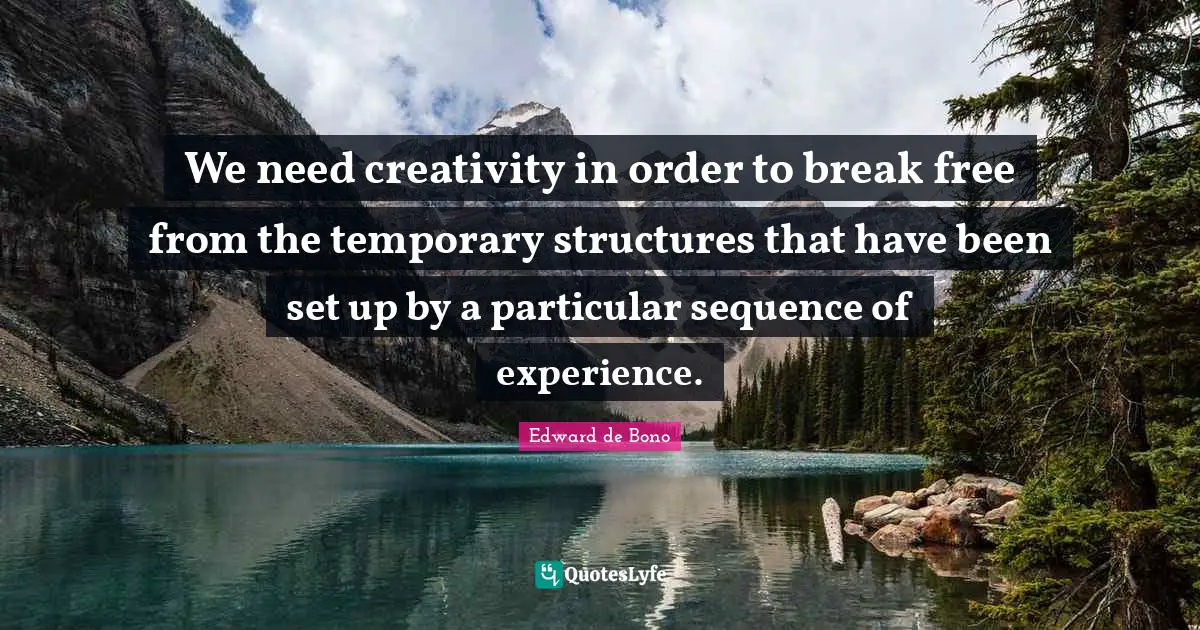 We need creativity in order to break free from the temporary structures that have been set up by a particular sequence of experience.