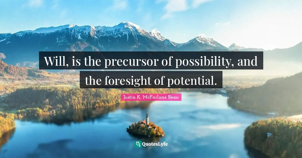 Will, is the precursor of possibility, and the foresight of potential.